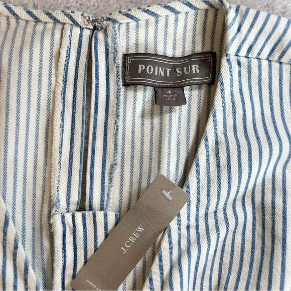 J. Crew Point Sur Women's Striped Jumpsuit Size 4 NWT Denim Wide Leg Tailored - Picture 4 of 15